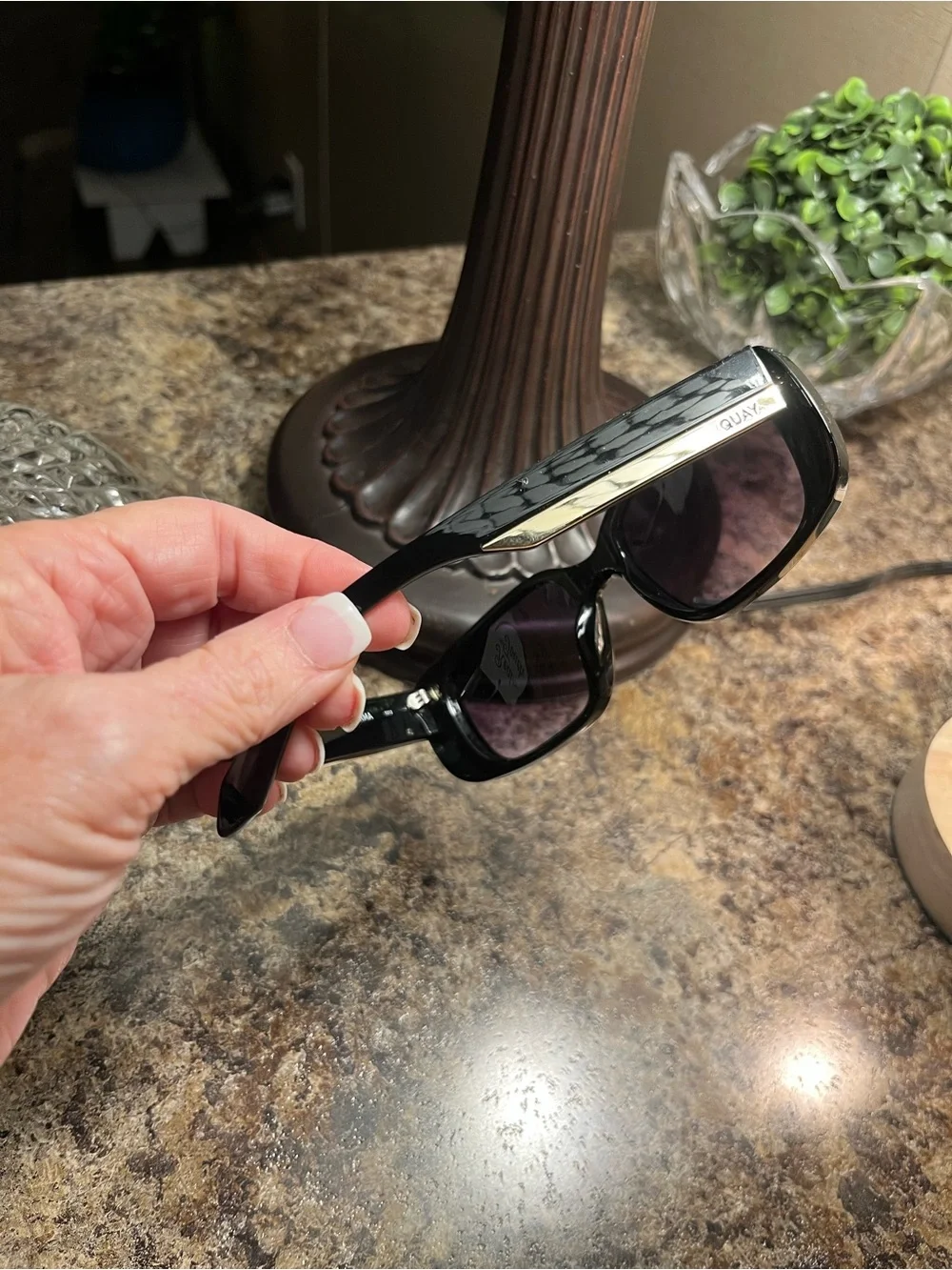Quay Australia Black Cat-Eye Sunglasses with Tinted Lenses